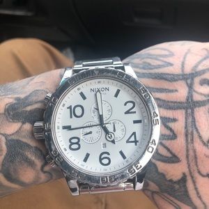 Nixon 51-30 chrono watch silver and white.